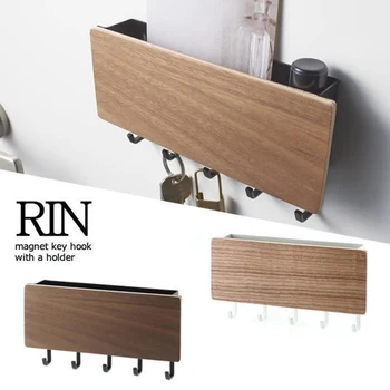 

Wall-hung Type Wooden Decorative Wall Shelf Sundries Storage Box Hanger Organizer Key Rack With hooks Hanger Holder Wall