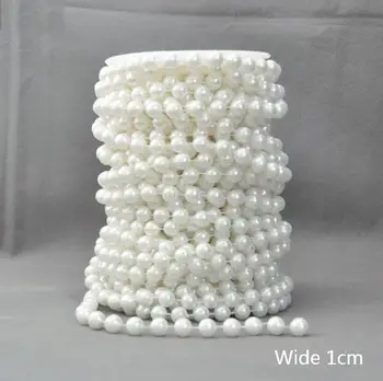 

1M White Beaded Trim Multi-Size Lace Crystal Beads ABS Imitation Pearl Beads Trim For Wedding Dress Costume Applique Crafts VG33