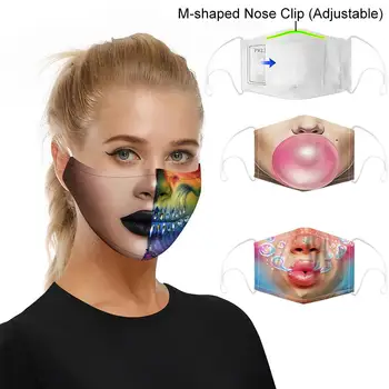 

Funny Printed Dustproof Anti-Haze Kids Adult Face Cover Mouth Mask with 2 Filter Respirator for Summer Stop The Flying Spit