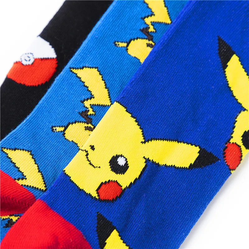 Новая мода Pokemon Бальные чулки Для мужчин футболка с забавным мультипликационным принтом «Пикачу», дух с принтом, хлопковые носки, Calcetines Рождественская кофта Harajuku счастливые мужские носки