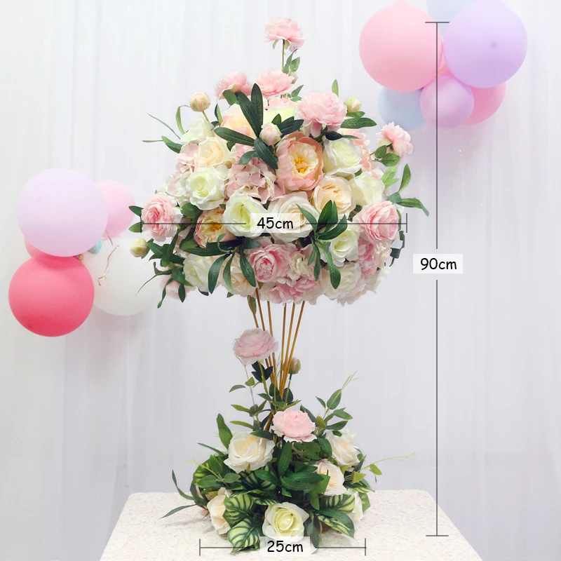 JAROWN 40cm Silk Artificial Rose Hydrangea Flower Ball Wedding Centerpieces Arrangement Decor Wedding Party Backdrop Flores Accessories (20)