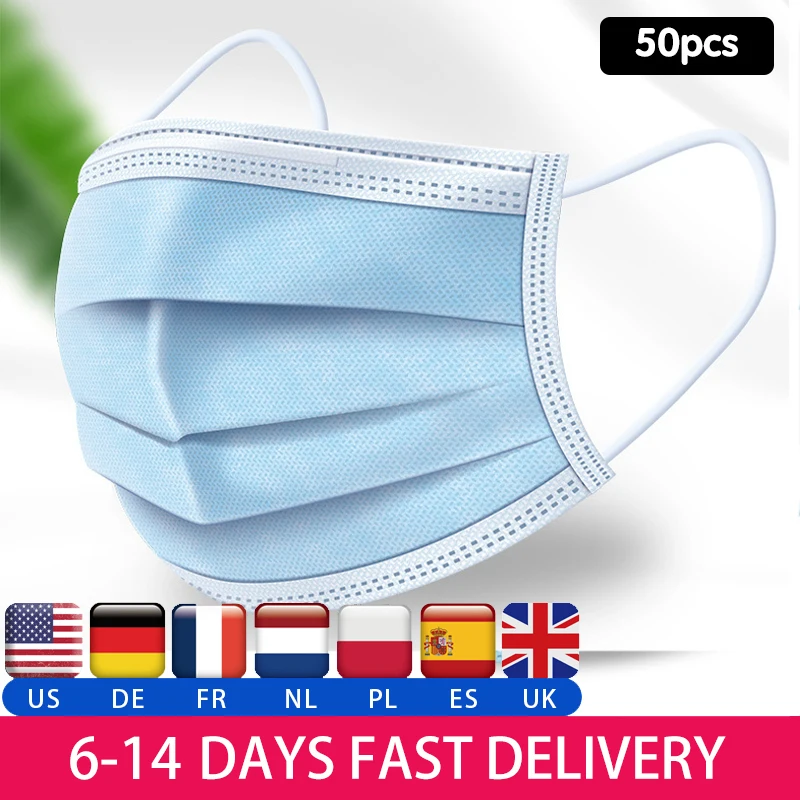 

Fast Shipping Disposable Masks 10/50 pcs Masks 3-Ply Anti-Dust respirator Face Mask ffp3 ffp2 Nonwoven Elastic Mouth Masks