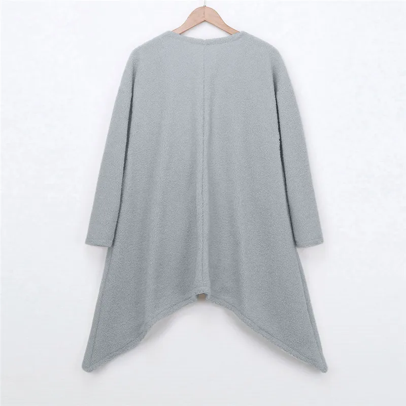 JAYCOSIN, женский свитер, Повседневный, длинный рукав, неровный подол, Одноцветный, с карманом, кардиган, пальто, femenino Manteau femelle#1203