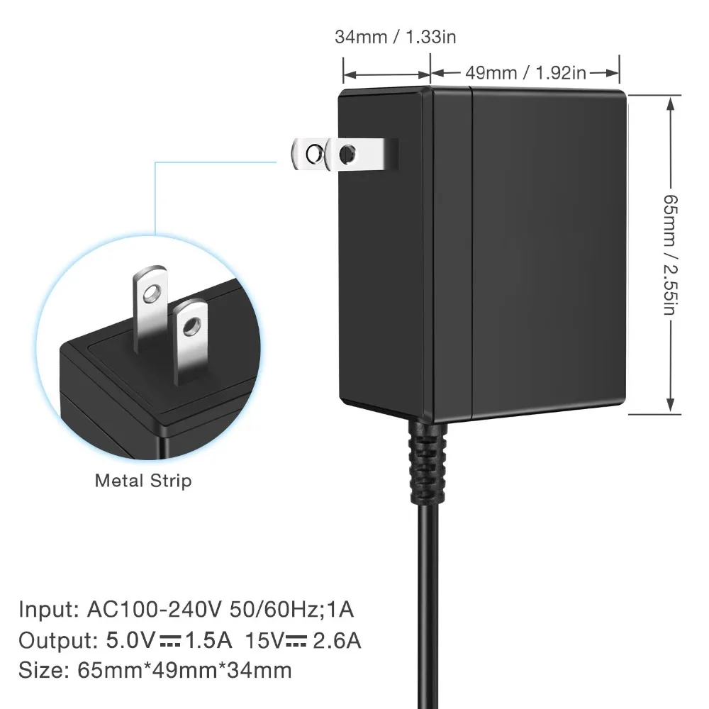 US Plug AC Adapter Charger For Nintend Switch NS Game Console Wall Travel Home Charge 5V 2.6A Charging USB Type C Power Supply