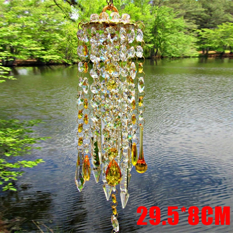 Aurora k9 Crystal Wind Chimes Glass Hanging Ornament Home Garden Decoration 