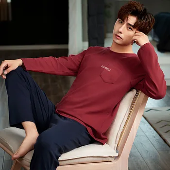 

Autumn Winter Knitted Cotton Men's Pyjamas Cartoon Green giraffe Pajama Set Male Sleepwear Casual Soft Pyjamas Warm Men Homewear