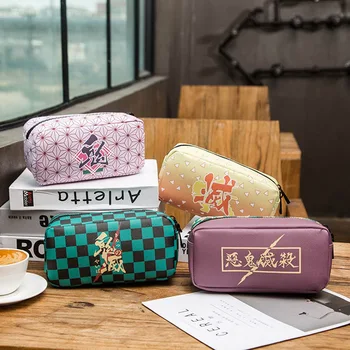 

Anime Demon Slayer Kimetsu No Yaiba Canvas Purse Pencil Case Zipper Makeup Bag Pen Stationery bag