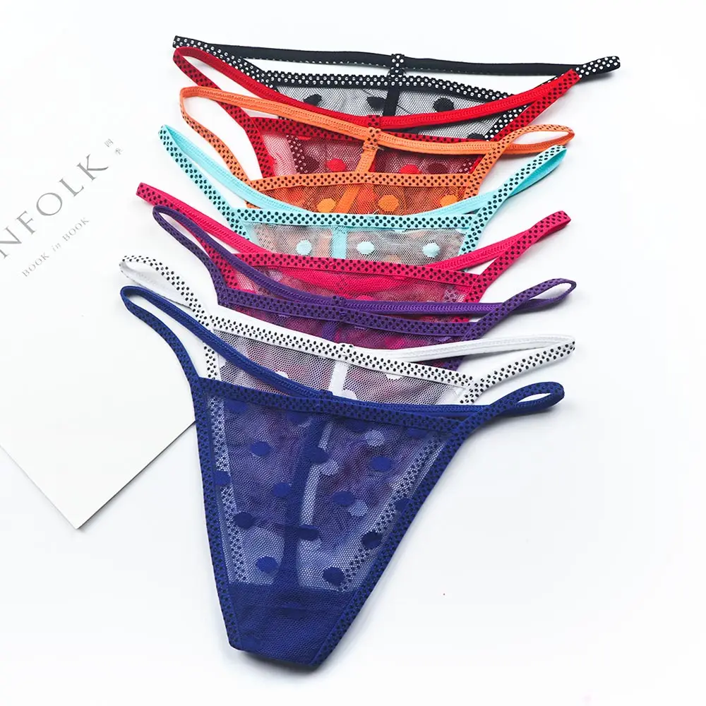 

Women Sexy Underwear Dots Printing Panties Thongs Lingerie Knickers Intimates Sheer Lace G-string