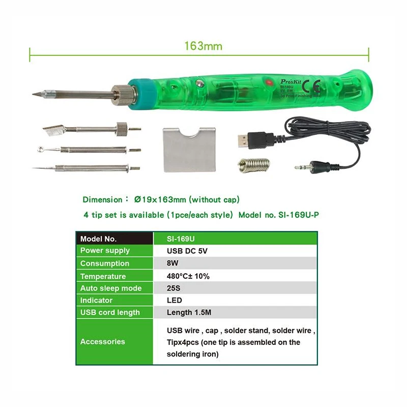 3D Printing Finishing Maintenance Soldering Iron Group Tools Kit 8W Handheld USB Electric Soldering Iron Set Pro'sKit SI-169U soldering iron kit,electric soldering iron,soldering iron set,soldering iron