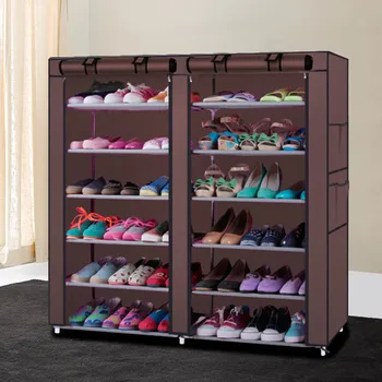 

Modern 6-layer 12-compartment Brown Living Room Household Shoe Rack Compact Durable Easy To Clean Organize Place Shoe Tools