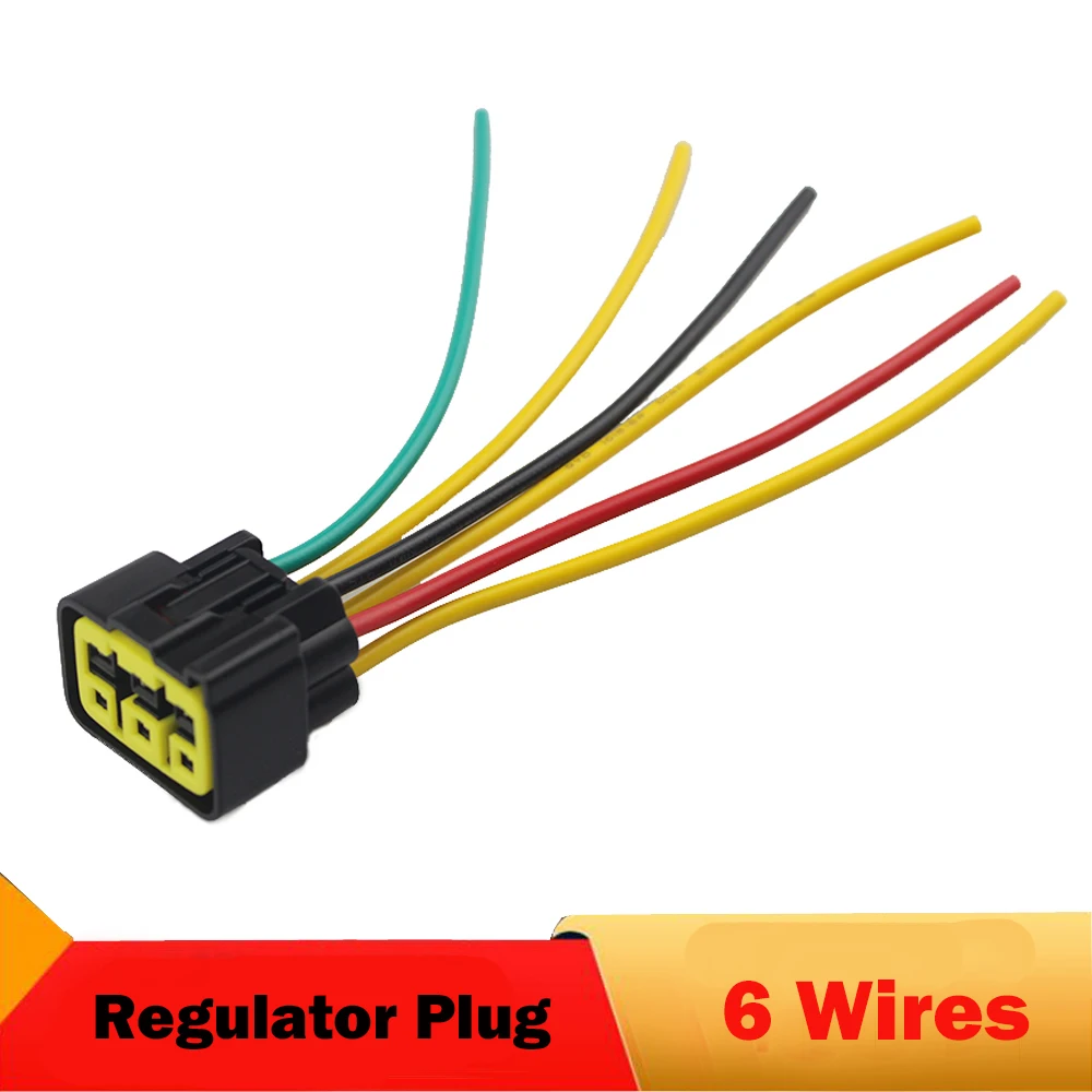 Motorcycle Regulator Rectifier Connector 6 Wires Plug For Yamaha YZF R6 Majesty YP400 XVS125 Dragstar FZ6R XP500 WR250R YFM350 | Автомобили