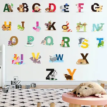 

Children's Puzzle Children Room Stickers Wall Stickers 26 English Letters Stickers English Words Cartoon Animal Wall Stickers
