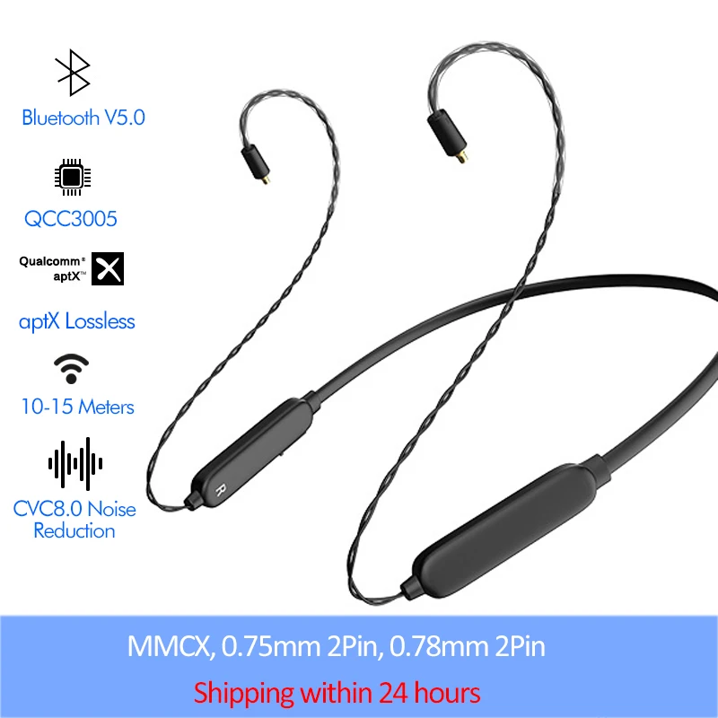 Bluetooth адаптер DR 10 5 0 с ушным крючком Apt x MMCX/2Pin для наушников QCC3005 TRN VX V90 BAS V30 ZS10 AS10 T2 S2