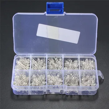 

300Pcs 3mm LED Diodes Assortment Round Clear Ultra Bright LED Light Emitting Diodes Lamp 5 Color White Yellow Red Blue Green