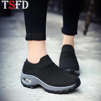 

Big Size Men's Sports Shoes Thick Bottom Sneakers for Men Slip-on Running Shoes Men Mesh Sports Shoes Men Jogging Shoes Black V2