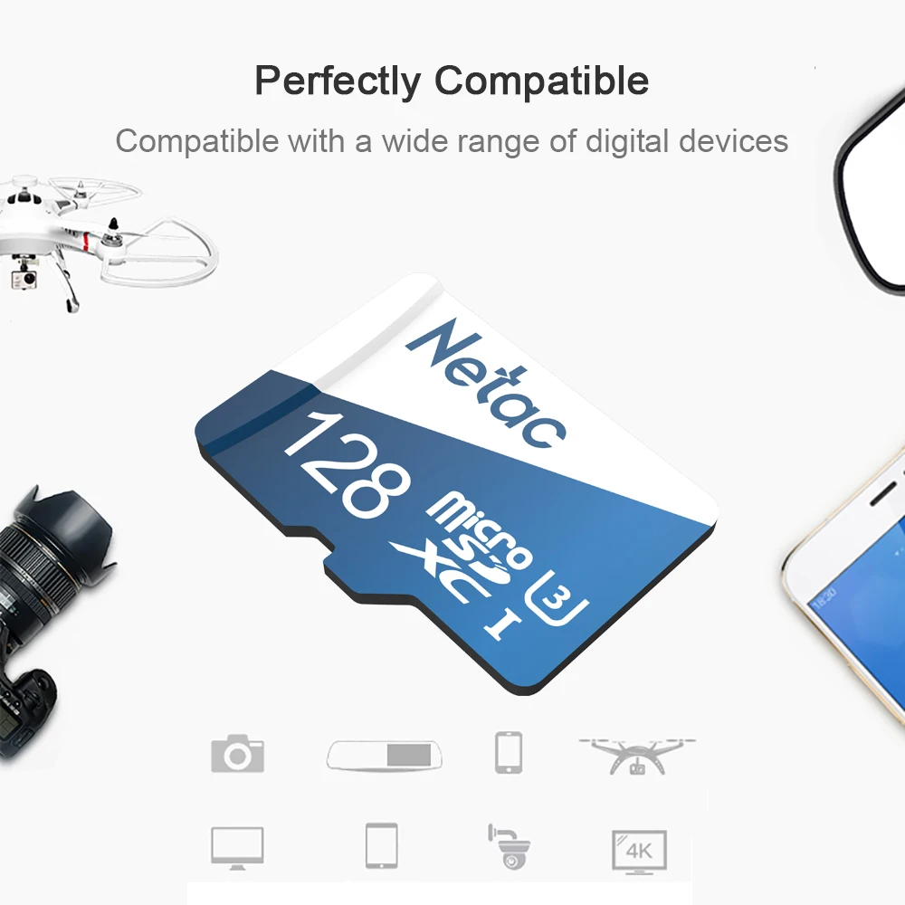 Netac Micro SD карта, 32 ГБ, 64 ГБ, 128 ГБ 256 UHS-1 слот для карт памяти 16 GB 32 GB 64 128 256 ГБ видео в формате 4 K U3 V30 Flash SDCard(TF) класса 10