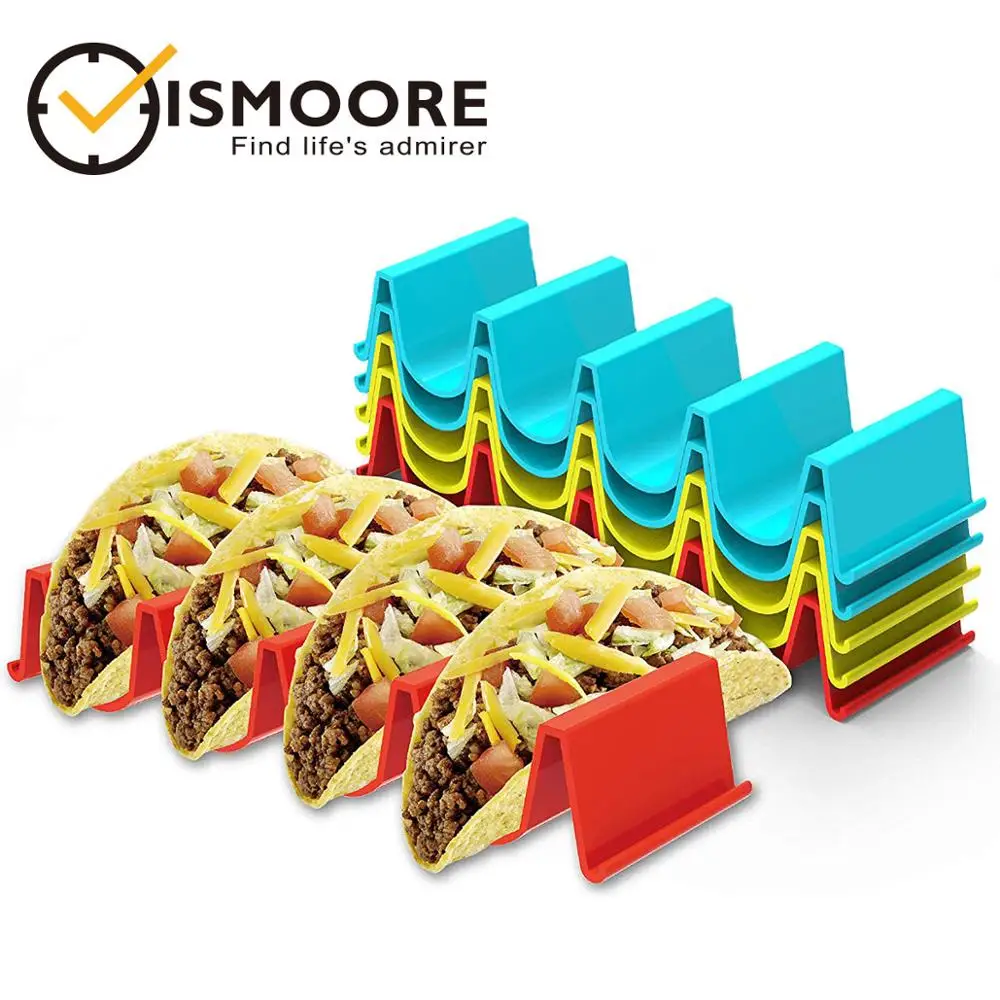 VISMOORE Taco Holder Stand Set of 6 - Taco Truck Tray Style Rack Holds Up to 4 Tacos Each, PP Health Material Very Hard and Stur