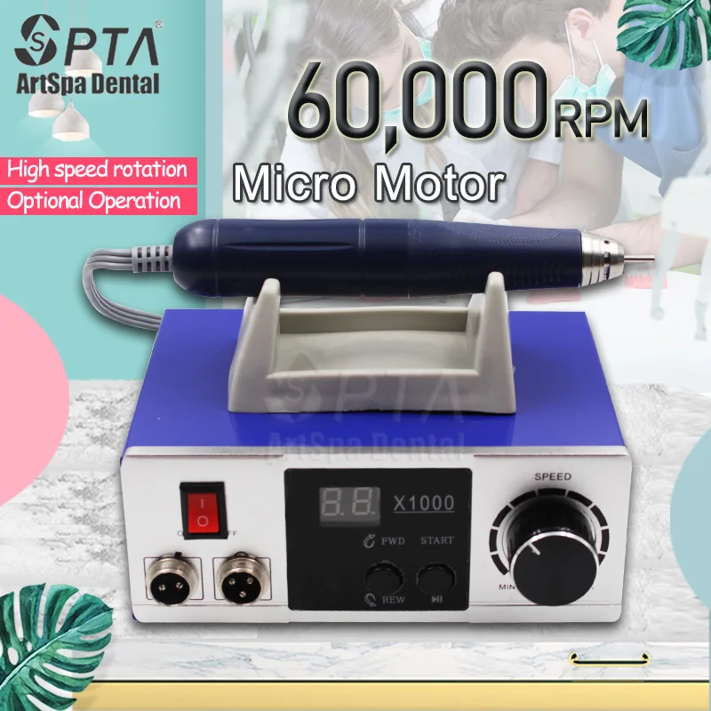 Dental 60,000 RPM Nicht-Carbon Bürstenlosen Elektrischen Mikromotor Mit Fuß Pedal Für Schmuck Polieren Dental Zahn Schleifen Bohrer Bits