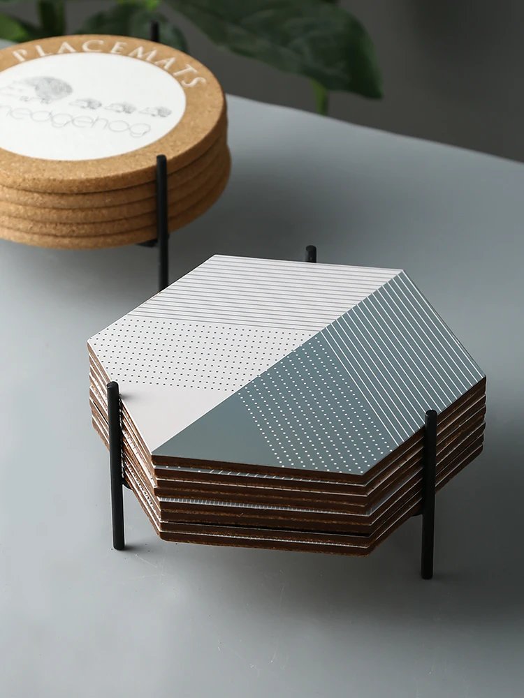 

Nordic Wood Cup Coasters Heat Resistant Pad Insulation Table Mat Creative Nordic Bowl Tableware Placemat Christmas Modern T7C34