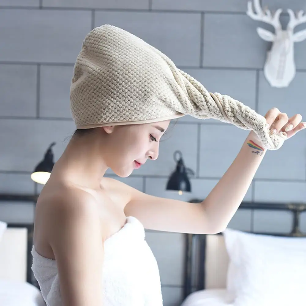 

Magic Microfiber Hair Fast Drying Dryer Towel Bath Wrap Hat Quick Cap Turban Dry Button Bath Turban