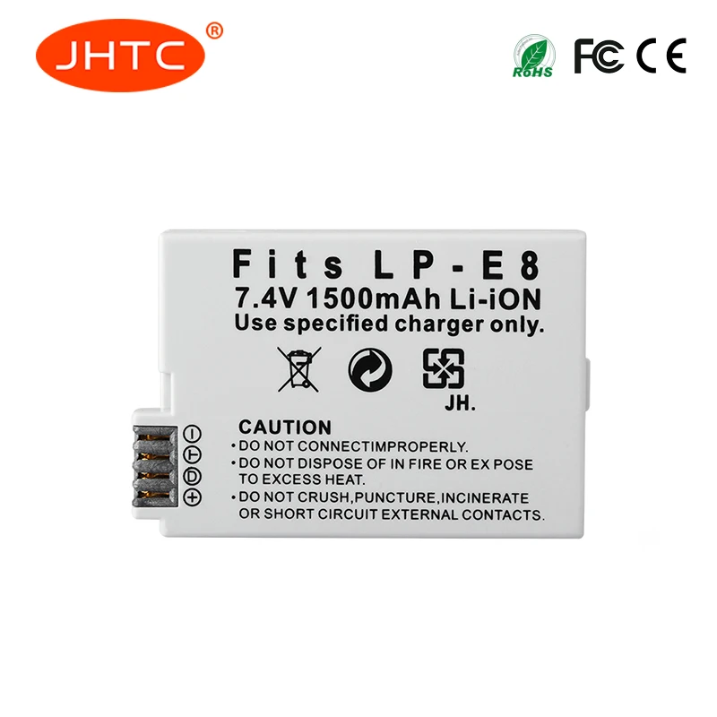 Аккумулятор JHTC 1500 мАч для Canon EOS 550D 600D 650D 700D X4 X5 X6i X7i T2i|lp e8|lp e8 batterybattery lp |