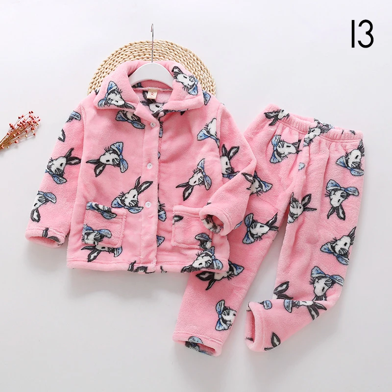 INPEPNOW Flannel Sleepwear Kids Homewear Baby Pajamas for Girls Children's Pajamas for Boys Christmas Pjs Clothes 2-14 Years - Цвет: 13