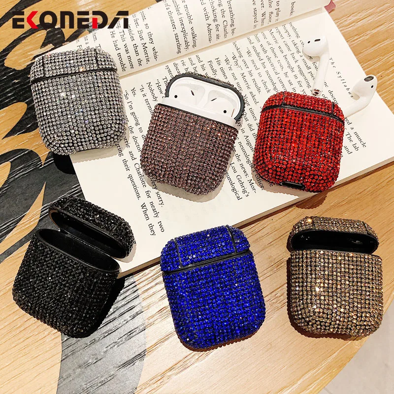 EKONEDA Роскошный Шикарный чехол с бриллиантами для Airpods, жесткий защитный чехол для девочки Airpods