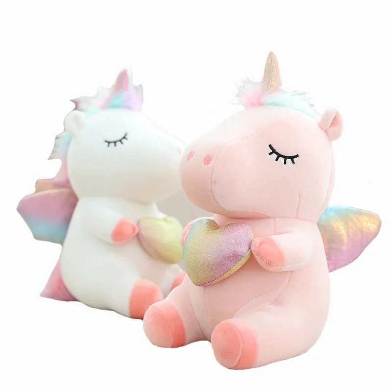 

25cm Soft Unicourn Angle Plush Toys Stuffed blinblin Unicorn Flying Doll Cushion Xmas/Birthday Gift Home Decora