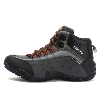 

Fashionable leather outdoor hiking shoes men's high-top warm climbing camping shoes