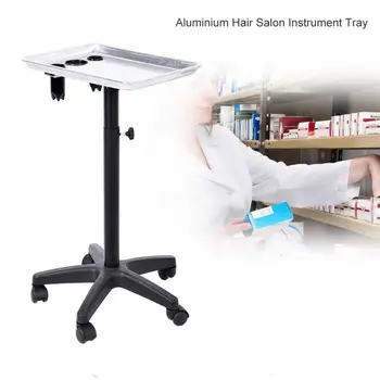 

Aluminium Hair Salon Instrument Tray Adjustable Height Trolley Beauty Tools Silver beauty Barber Salon Hair Styling Trolley