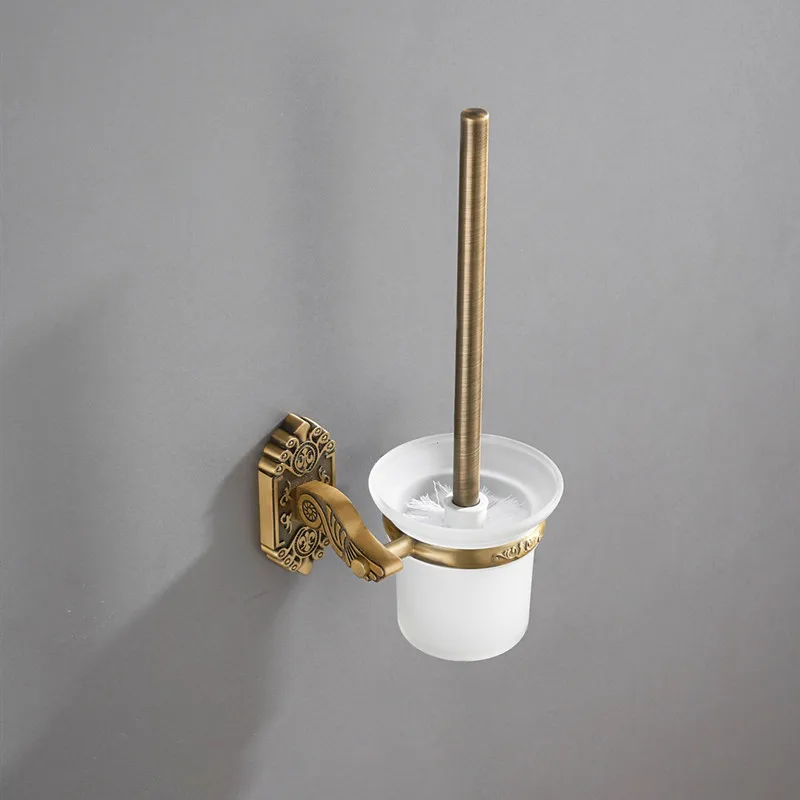 LIUYUE держатель для туалетной щетки черный/золотой алюминиевый Европейский тип Ретро 3D гравировальный узор полка для туалетной щетки матовый стеклянный набор чашек