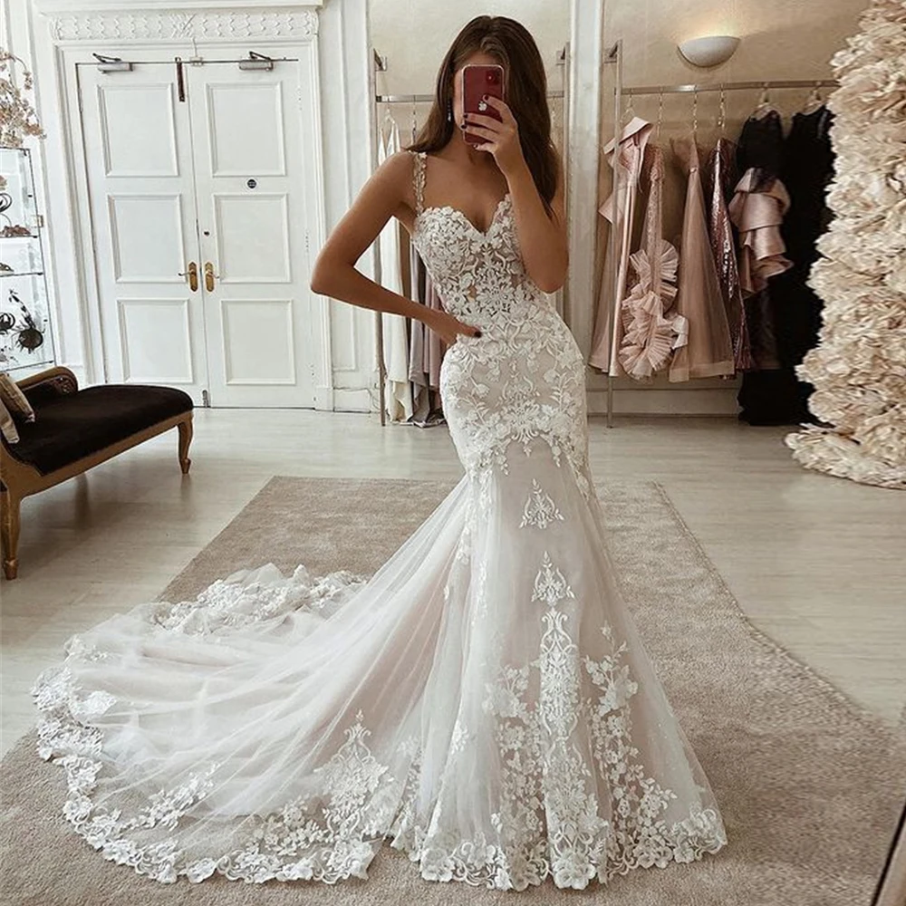 Vintage Mermaid Boho Wedding Dresses Sweetheart Lace Appliques Country Bridal Gown Plus Size Custom Made Wedding Party Gowns