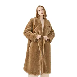 MAOMAOFUR 100% натуральная шерсть плюшевое пальто женская зимняя модная Натуральная Овечья Меховая куртка женская теплая одежда оверсайз