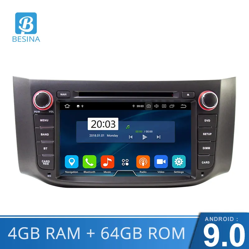 

Besina Android 9.0 Car DVD Player For Nissan Sylphy Sentra 2012-2016 Pulsar Multimedia GPS Navi WIFI 2 Din Car Radio 64G Stereo