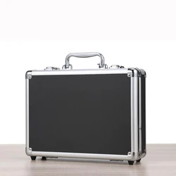 Maletín de aluminio duro, caja de herramientas plateada/negra, estuche de transporte con forro de tela, estuche de herramientas portátil, Equiment