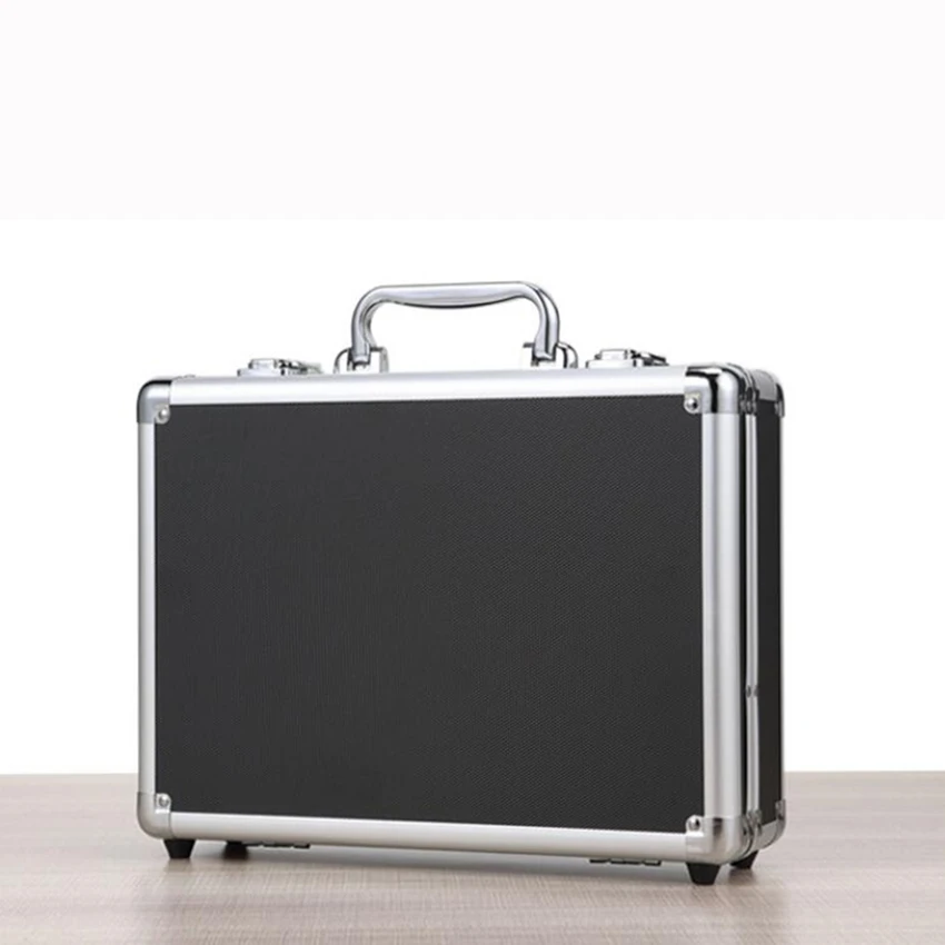 Aluminum Hard Case Briefcase Silver / Black Tool Box Carrying Case With Cloth Lining Flight