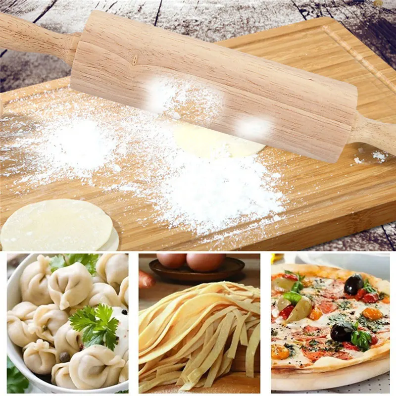SOLEDI Wooden Economic Rolling Dough Decoration Home Hand Eco-Friendly Rolling Pin Embossing Baking Kitchen Cookies Bread