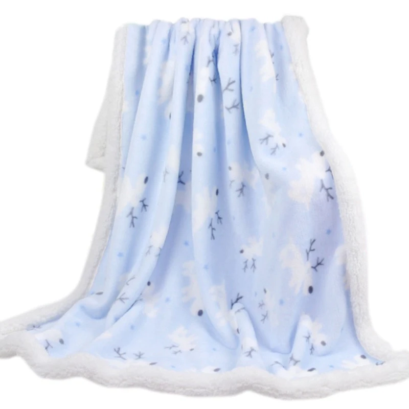 Новое Фланелевое детское одеяло, плотное теплое детское Пеленальное Одеяло s, зимнее детское Пеленальное Одеяло с рисунком, детское одеяло - Цвет: blue