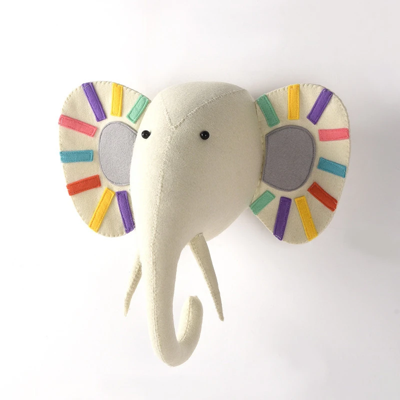 plush elephant head wall mount