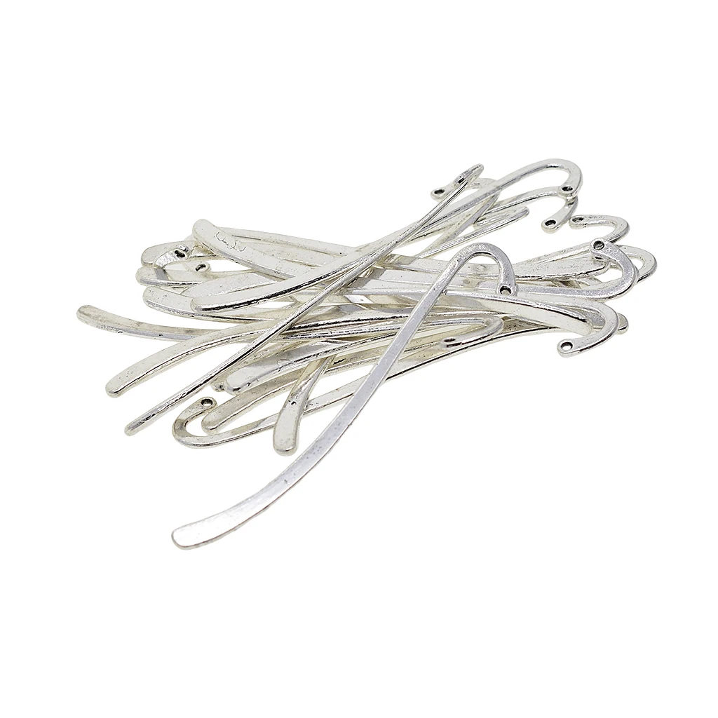 20 Pcs Tibetan silver color Beads Flat Bookmark With Bow Diy Making Jewelry 20 Pcs Tibetan silver color Beads Flat Bookmark With Bow Diy Making Jewelry