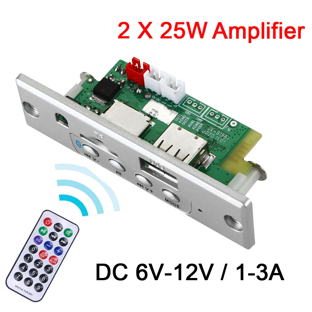 2*25W amplificador de Audio USB TF FM módulo de Radio Bluetooth inalámbrico 5V 12V MP3 placa decodificadora WMA MP3 Player con Control remoto