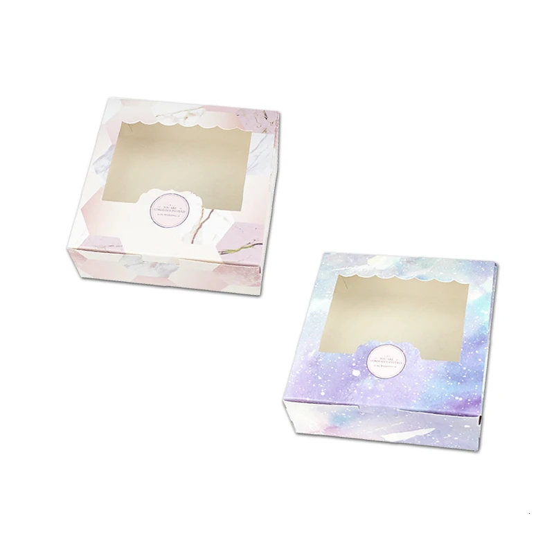 Mix M1-M2 50PCS Paper Gift Box With Window Wedding Party Favors Galaxy Gift Wedding Box Cake Food Packaging Candy Cookies Cupcake Star - Цвет: Mix M1-M2