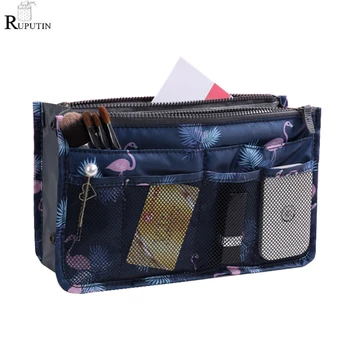 

New Travel Make up Bag Handbag Liner Organizer Insert Bags Women's Toiletry Travel Kits Ladies Double zippe Color Cosmetic Bags