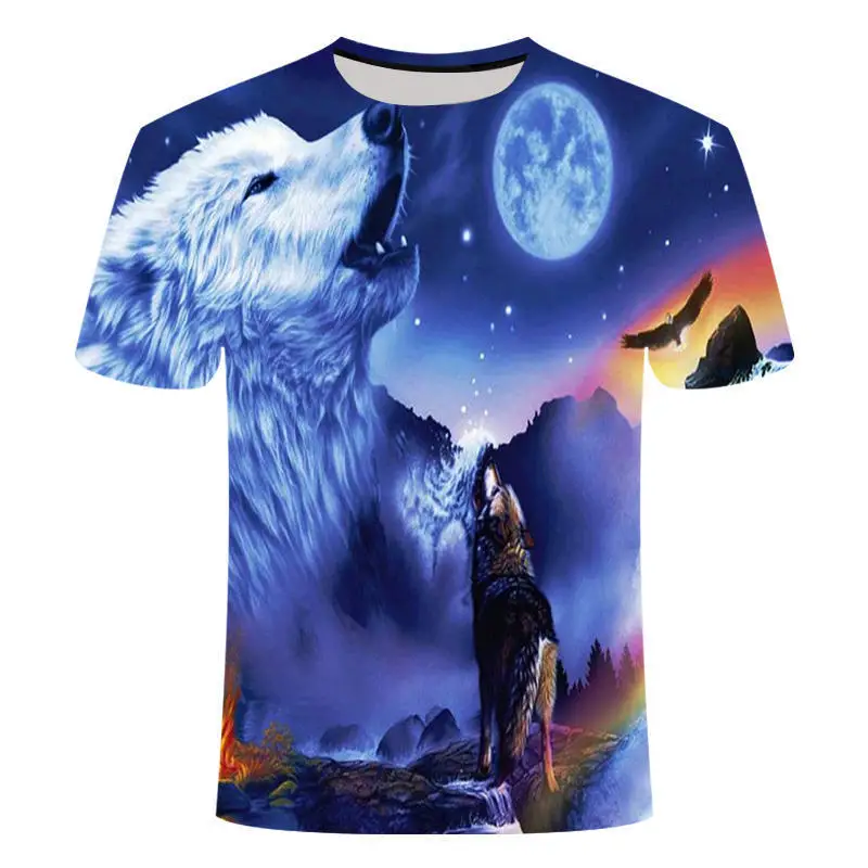 New Summer Super Clear Wolf King 3DT Shirt Men Men T-Shirt Compression Fitness Short Sleeve Brand Tee Shirt Tops&Tees