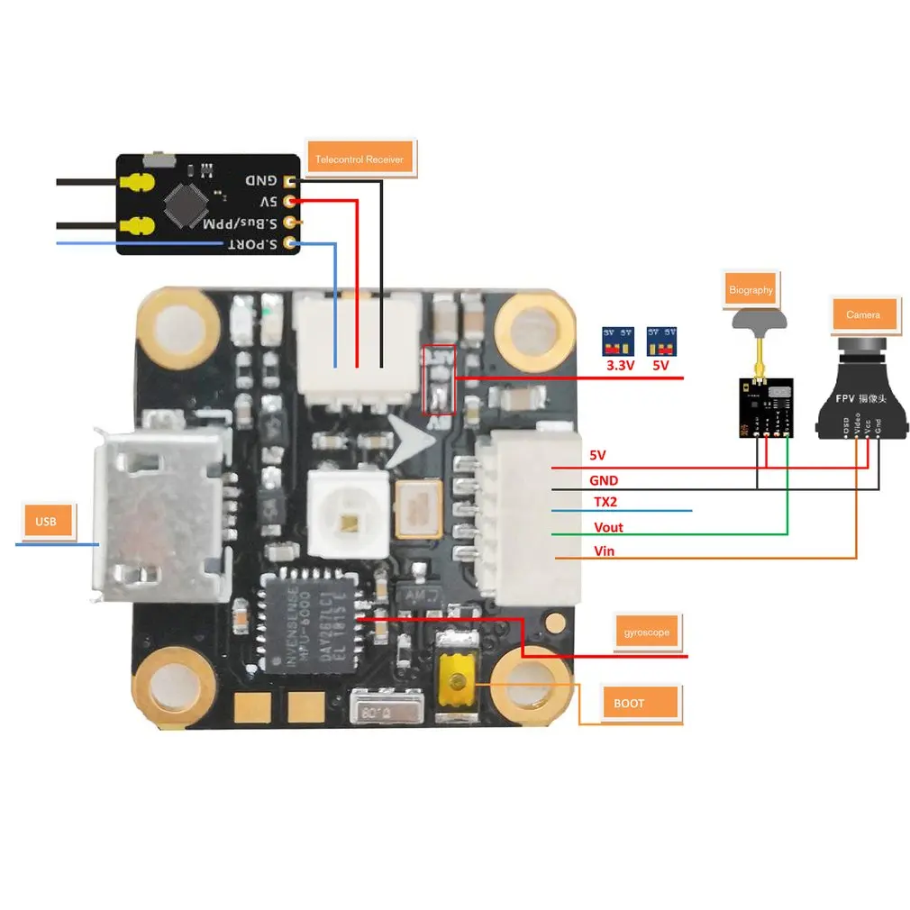 HAKRC F411 игровые джойстики 1S встроенное OSD Светодиодные ленты для RC FPV; Дрон; гонки Запчасти аксессуар 20X20 мм