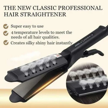 

Four-gear Hair Straightener Tourmaline Ceramic Flat Iron Ionic Steam Hair Straightener Vapor Straightening Irons Widen panel