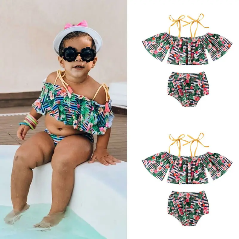 

Fashion Baby Girl Flower Summer Swimwear Swimsuit Toddler Kids Floral Bikini Set Beach Bathing Suit