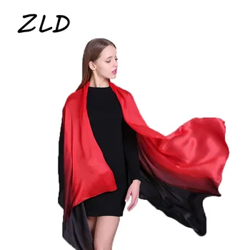 

ZLD Summer Gradient Silk Scarf Women Fashion Long Shawls and Wraps Pashmina Scarves foulard Ladies shawl 90*180CM
