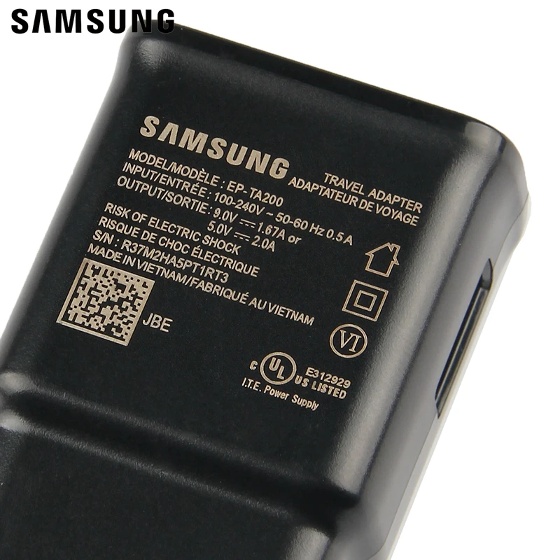 Samsung Оригинальное быстрое зарядное устройство для путешествий EP-TA200 type-c кабель для Galaxy S10 X S10 Plus S10+ S10e S9 S9 Plus SM-G9750
