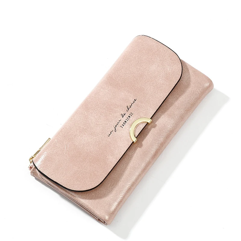 Luxury Leather Female Purses Large capacity Women Wallets Hasp Famale Long Clutch High Quality Coin Wallet Card Holder Fashion - Цвет: Pink